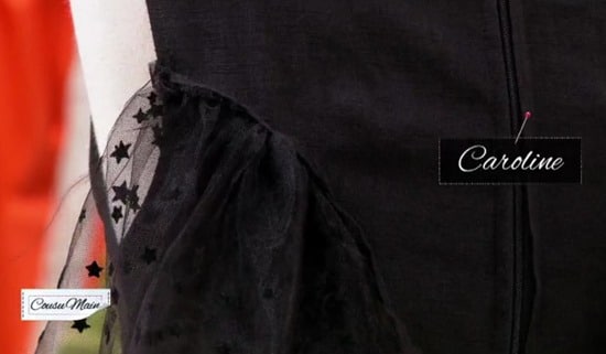 cousu main detail robe noire customisee caroline