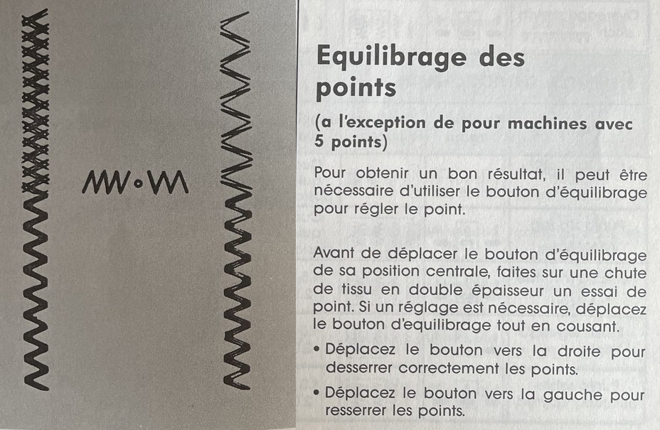 Equilibrage des points sur machine à coudre