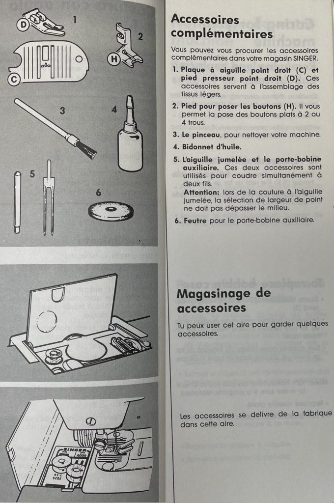 accessoires complémentaire pour machine à coudre