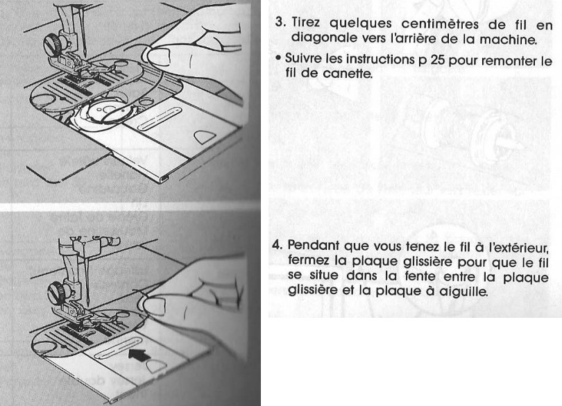 Mise en place canette dans machine à coudre