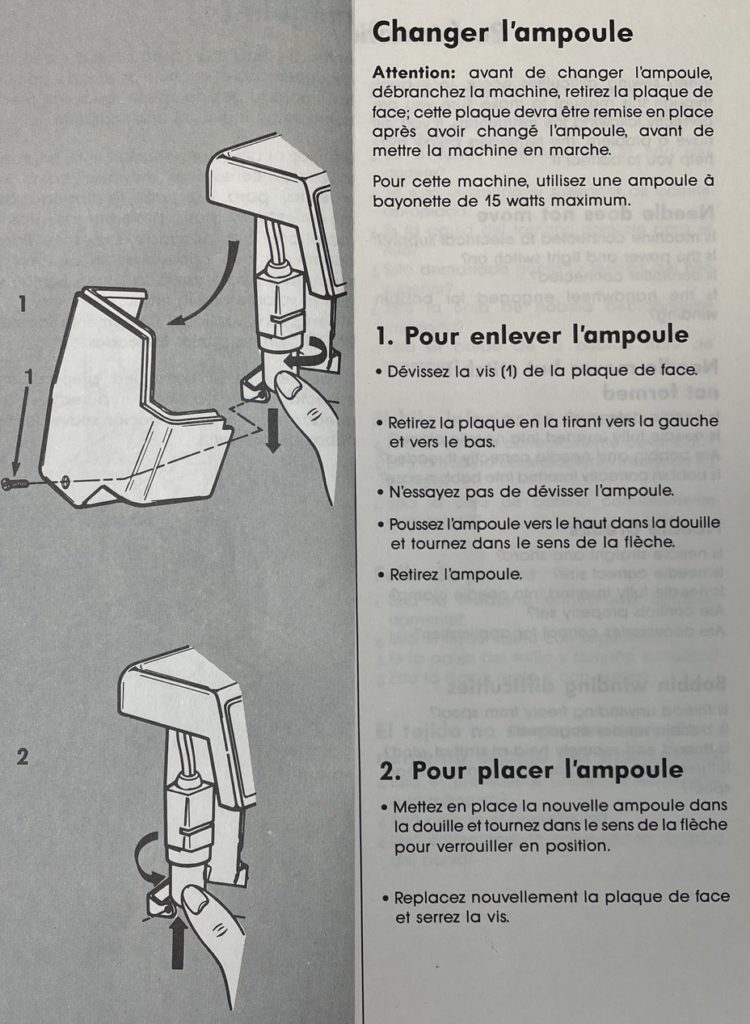 comment changer l'ampoule de sa machine à coudre