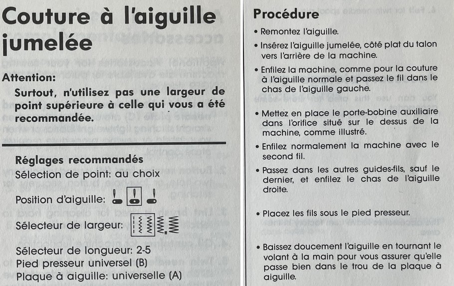 couture à l'aiguille double jumelée