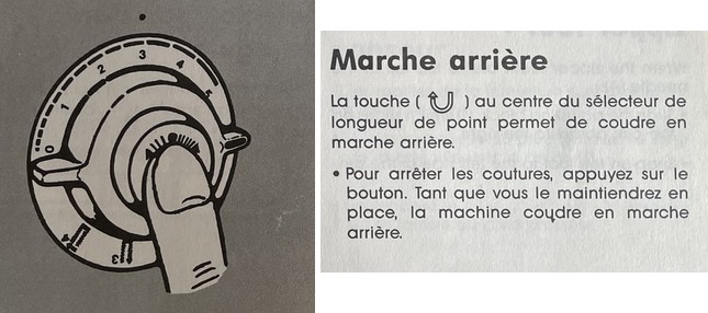 Marche arrière sur machine à coudre