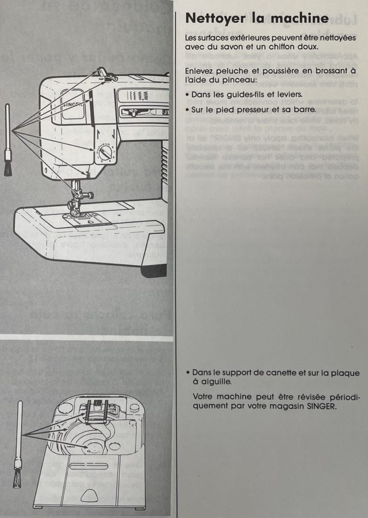 Nettoyer la machine Singer Prima 20