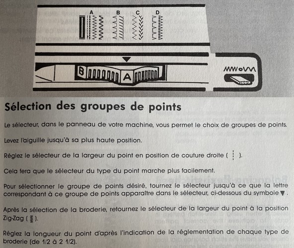 Sélection des points sur machine à coudre Singer