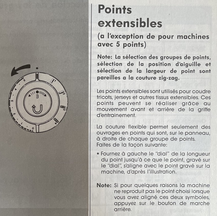 points extensibles sur machine à coudre