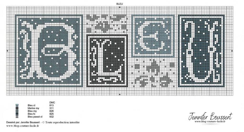 grille point de croix bleu 