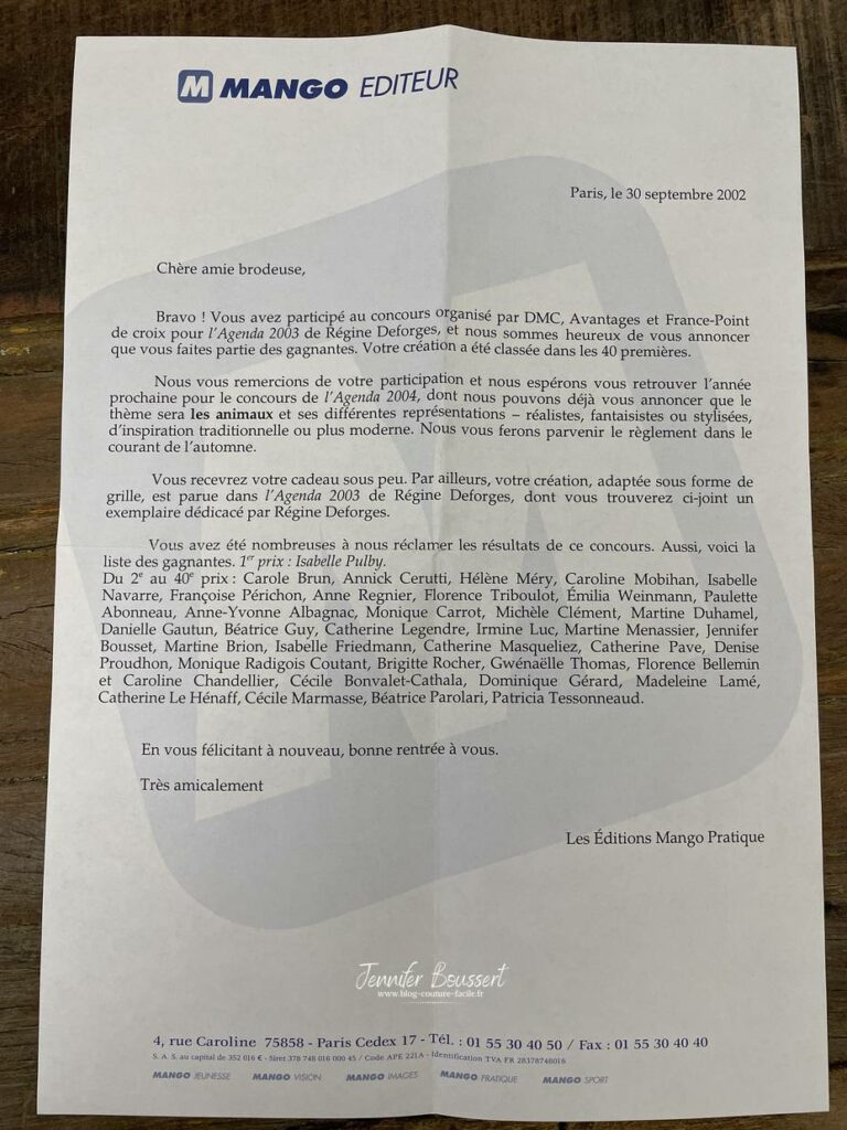 lettre concours point de croix