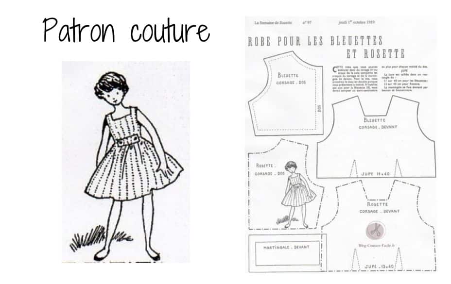 Patron couture vêtement bleuette rosette robe