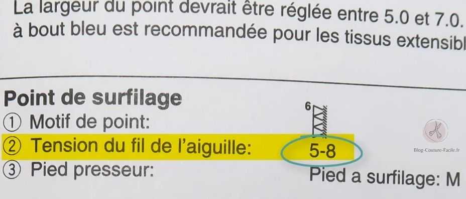 tension point de surfilage pour machine à coudre